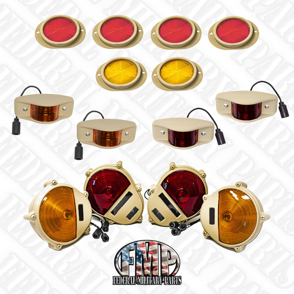 14 Piece Light and Reflector Kit. Includes 6 Reflectors and 8 Exterior Lights - No Headlights - fits Humvee