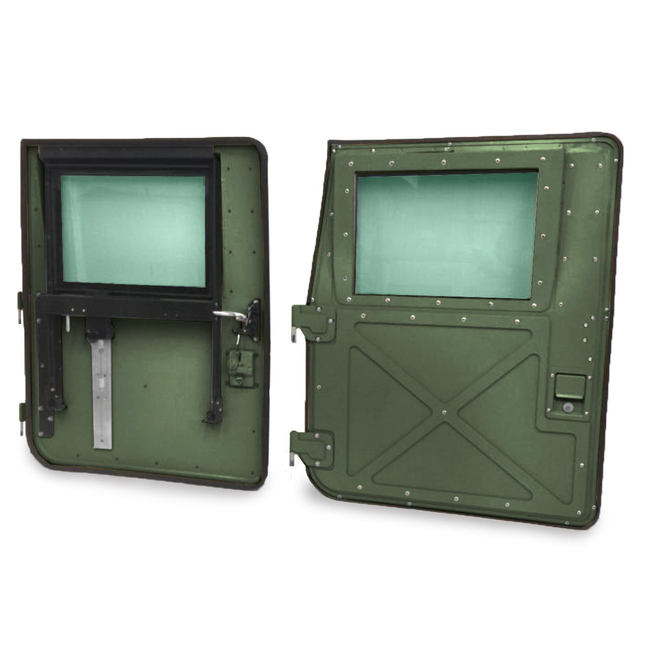 Hard "X" Military Doors for Humvee, Pair of Front or Rear - Black, Tan, or Green Hard Doors