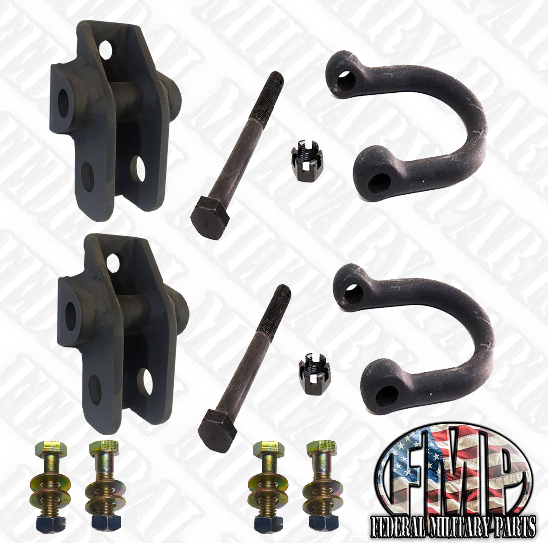 Front Bumper 4pc Clevis Assembly (Mount + Clevis), Compatible with HUMVEE