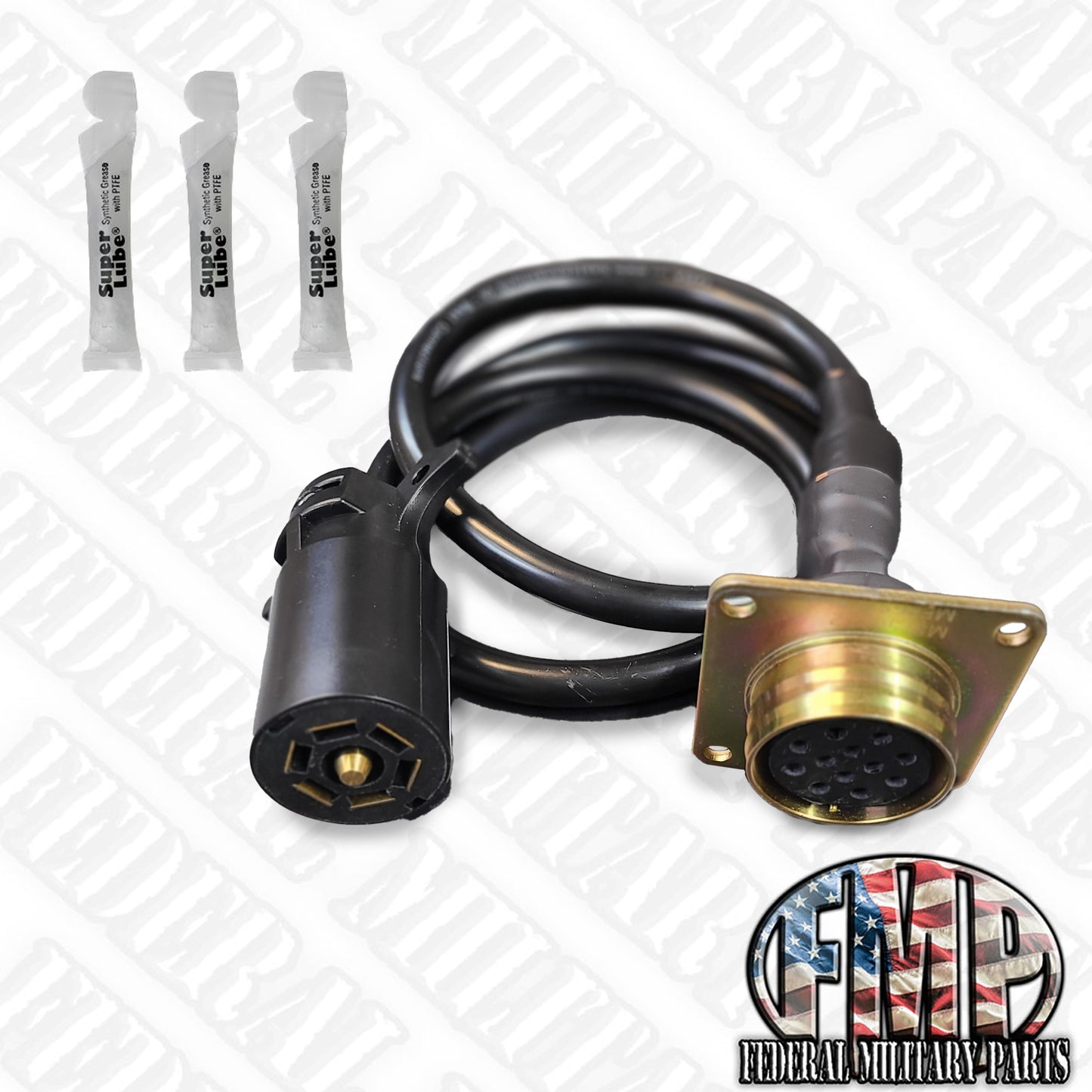 电源线(B)为民用卡车7路插头牵引军用拖车,带12针适配器电源线M1101 M1102 M900