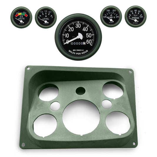 Dash Instrument Panel + 5pc Gauge Assortment- Black, Tan or Green- fits All Humvee Variants