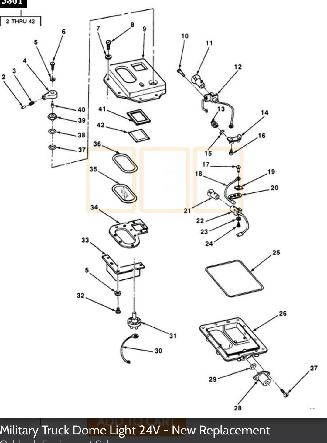 Dome Light For Wheeled Military Vehicles 24V New in Box OEM