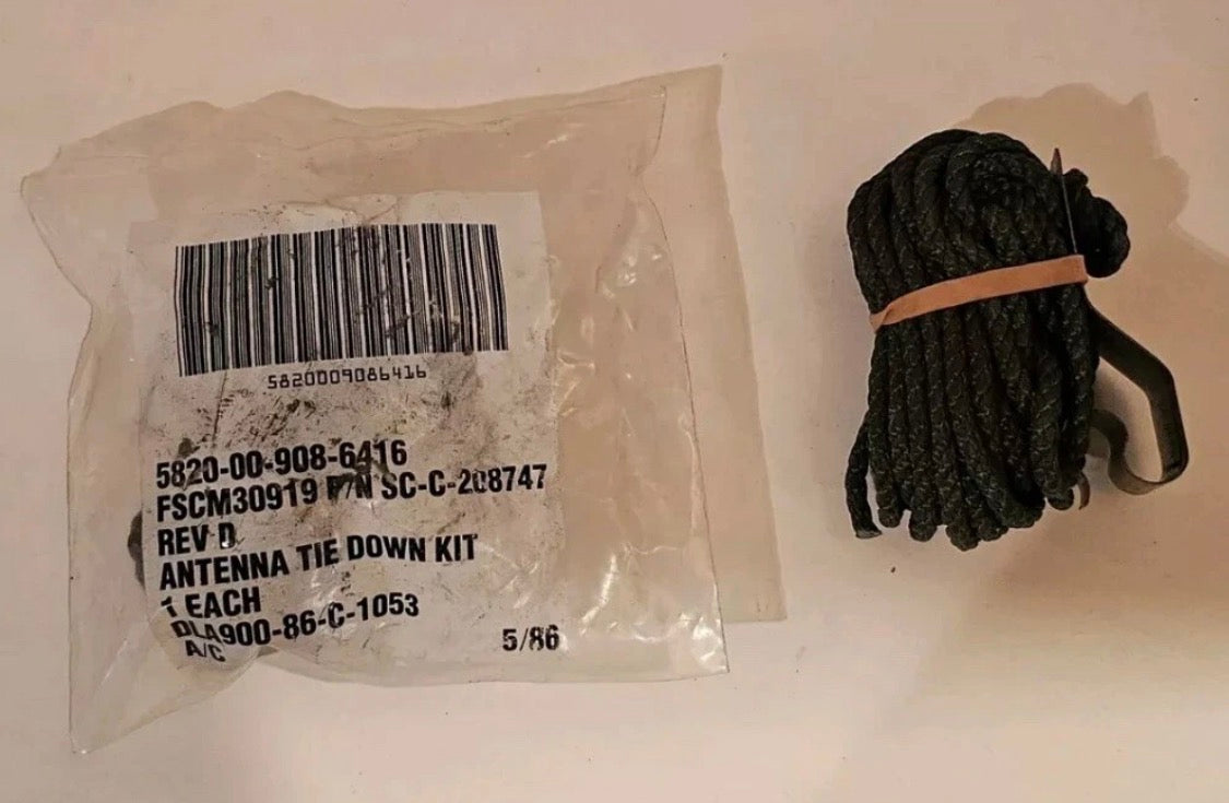 Antenna Tie Down Kit # 86-C-1053 (Rope + “S" Clip) for HUMVEE Black Single