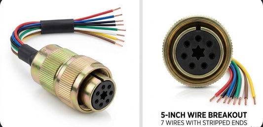 Military Vehicle Turn Signal Switch Connector with Pigtail Harness | Heavy Duty 7-Pin Cannon Plug (MS3456W18-8S / 11668591) for HMMWV, Humvee, M35, M54, M939 Tactical Trucks | Ready to Install on