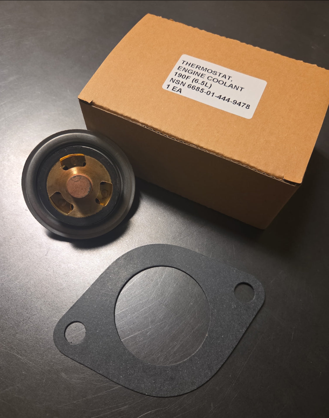 Thermostat, Engine Coolant (6.5L) 190 °F, for HUMVEE HMMWV NSN: 6685-01-444-9478