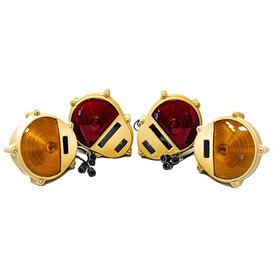2 Front and 2 Rear turn signal light assemblies plus two rear turn signal light assemblies. Four pieces total. Color Choice for Military Humvee