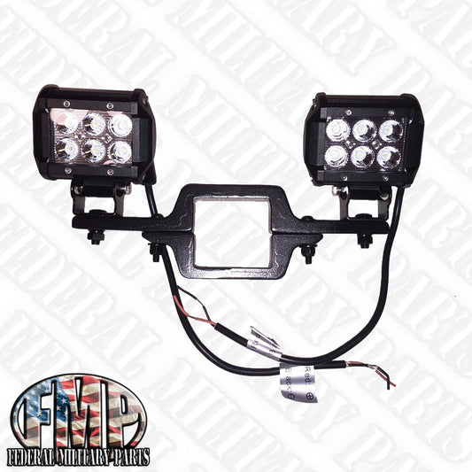 MOUNTED DUAL BACKUP SQ LIGHTS + BRACKET 12V - 24V LED MILITARY HUMVEE M998