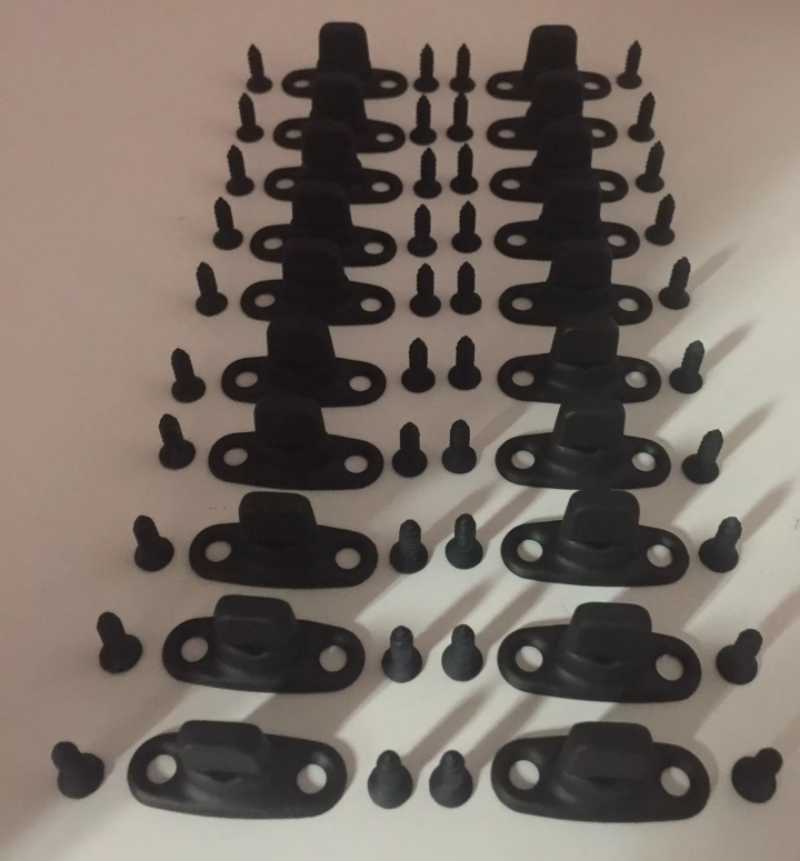 Conectores giratorios para lona - Doble altura para dos capas de lona - Paquete de 20 - Negro con tornillos