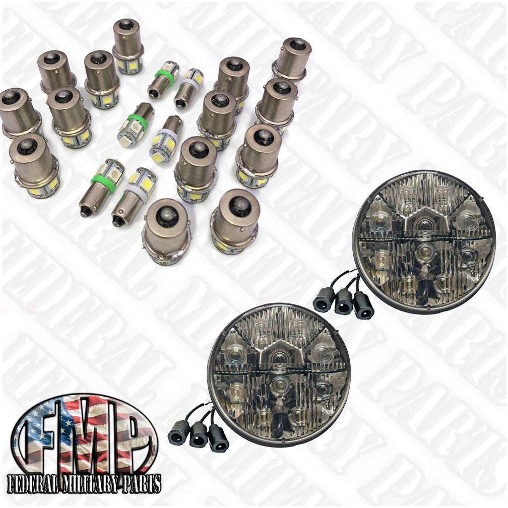OEM Headlight Pair Plus 22 PC LED Bulb Conversion Kit OEM Style