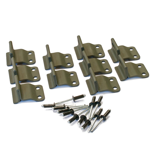 10PK Green Canvas Tarp Tie Down Hook (A) + Black Rivets fits M998 Military Humvee Truck M1102