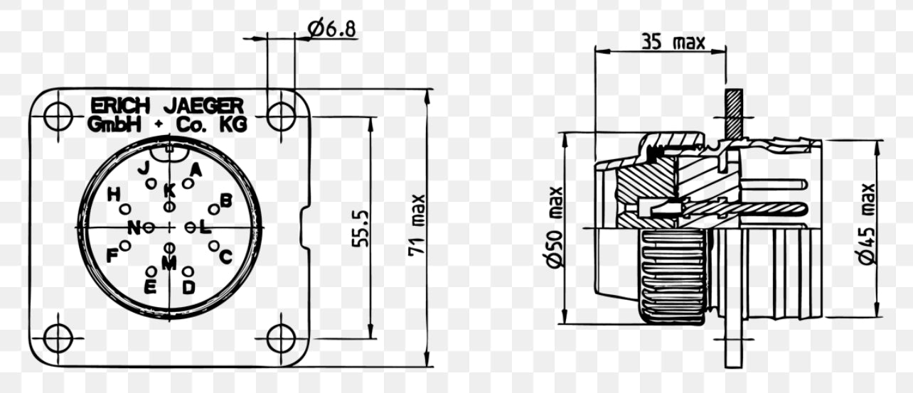 MS75021-1 - 12 PIN 24V Amphenol en laiton Prise électrique pour véhicules militaires, y compris Humvee