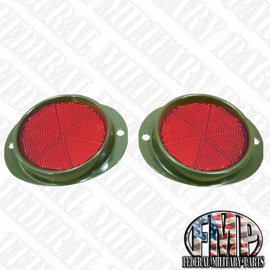Military Vehicle Reflector - Pair - Body Color Choice- Amber or Red Lens