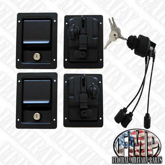 Kit de seguridad con doble cierre, manijas de puerta con cerradura e interruptor de encendido con llave (color a elegir) compatible con Humvee