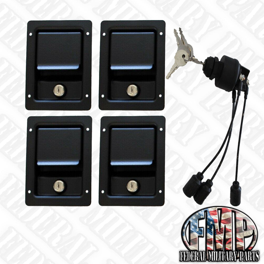 Security Kit - Single Locking Door Handles & Keyed Ignition Switch - Color Choice fits Humvee M998