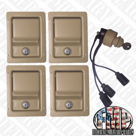 Security Kit - Single Locking Door Handles & Keyed Ignition Switch - Color Choice fits Humvee M998