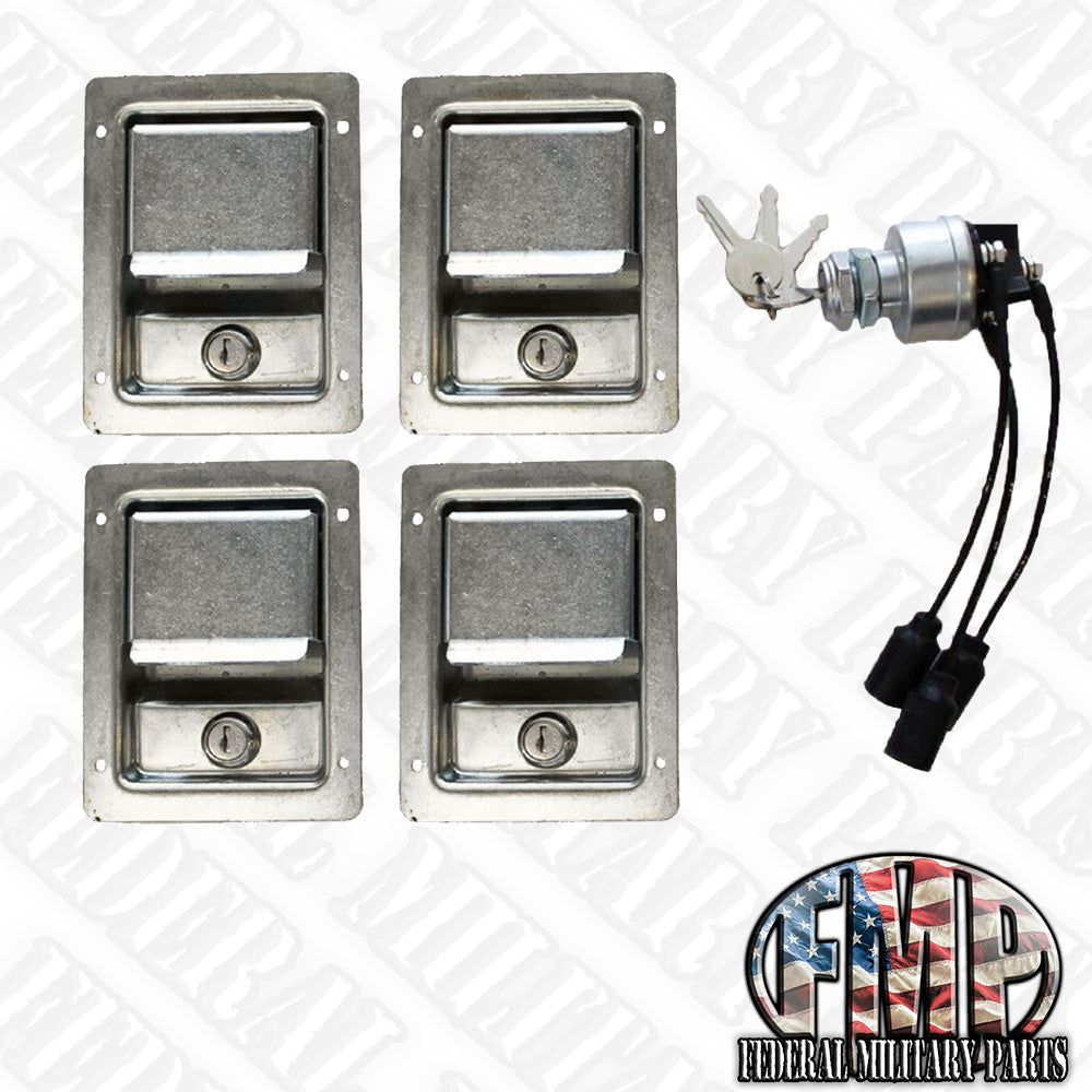 Kit de seguridad: manijas de puerta con cerradura individual e interruptor de encendido con llave (color a elegir, compatible con Humvee M998)