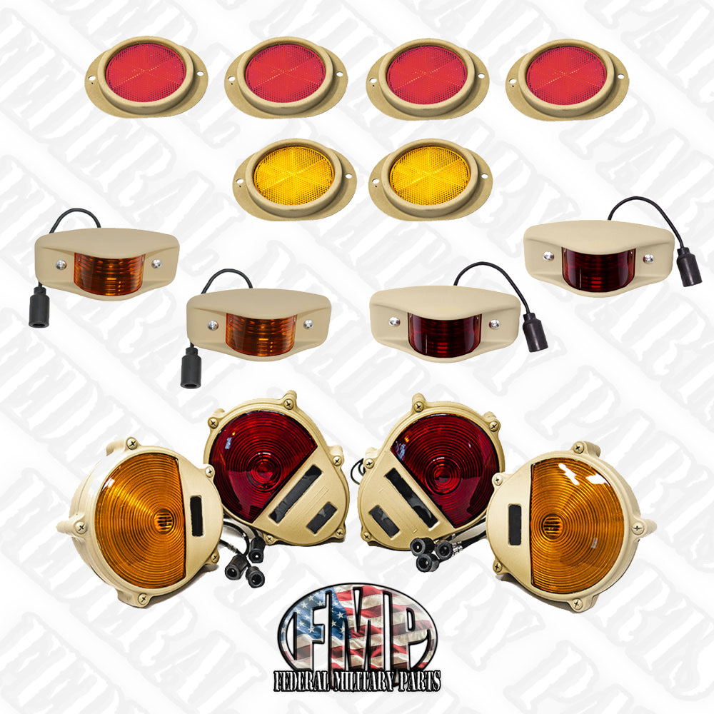 14 Piece Light and Reflector Kit. Includes 6 Reflectors and 8 Exterior Lights - No Headlights fits Humvee