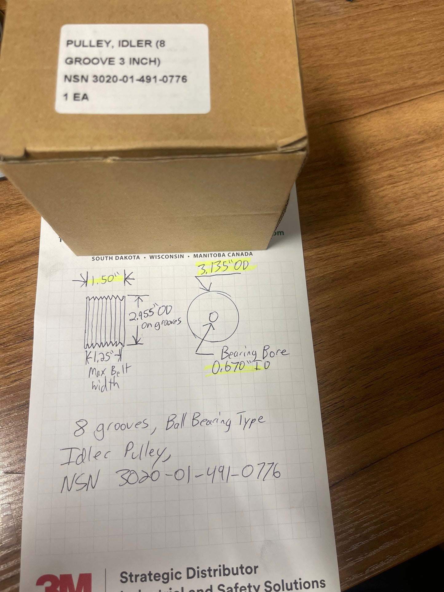 Serpentine Belt Idler Pulley (8 Groove), fits HUMVEE HMMWV 3020-01-491-0776