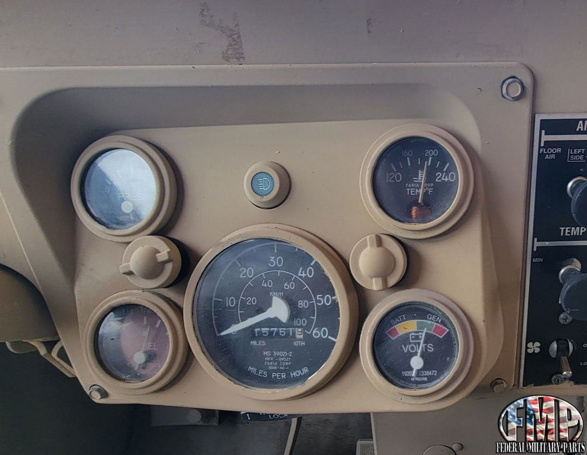 Military Instrument Panel Dash Instrument Panel + 5pc Gauge Assortment- Black, Tan or Green- fit ...