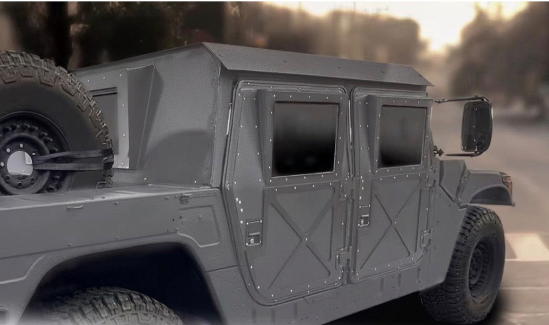 Complete Premium Hard Cab Kit - 4 Hard "X" Doors, 1/4" Thick Premium Hard Top Roof, Premium Rear Curtain fits Military Humvee