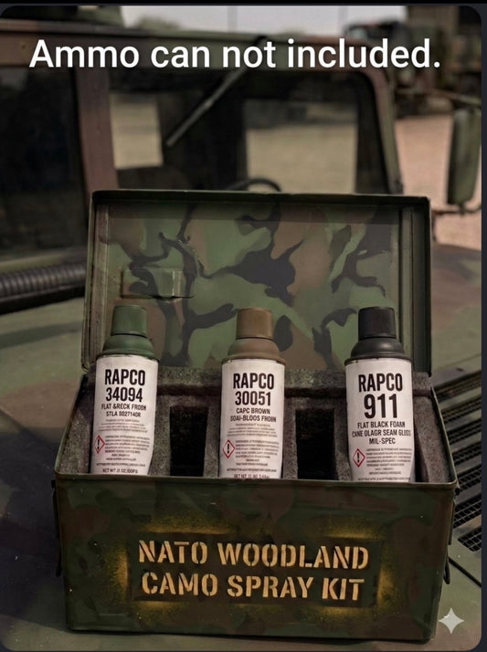Camo Spray Kit - 3 cans - NATO Black, Green, Brown. One-part cans. RAPCO 34094, 30051, 911