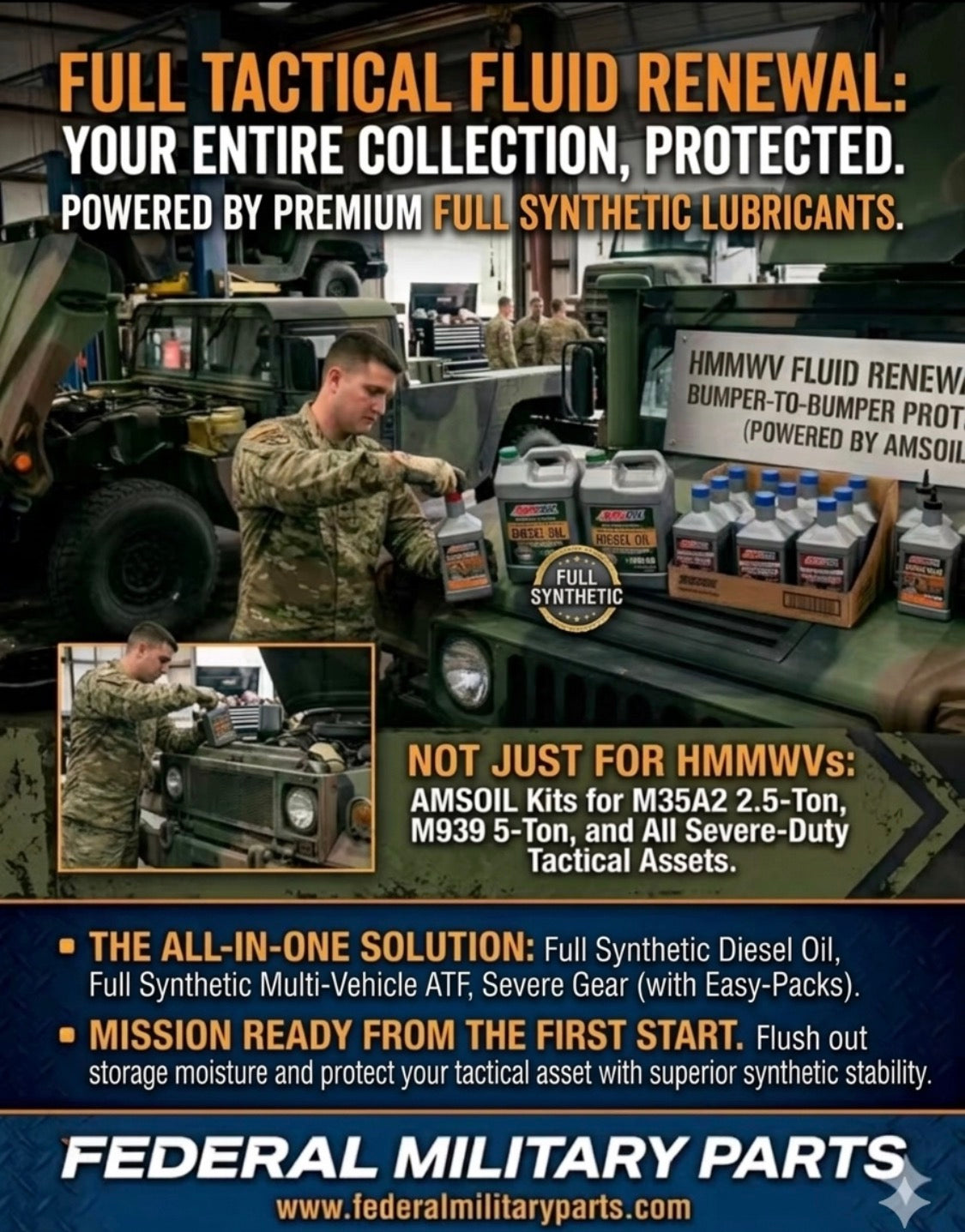 Amsoil Complete Synthetic Changeover Kit for the Military HUMVEE - All Lubricants