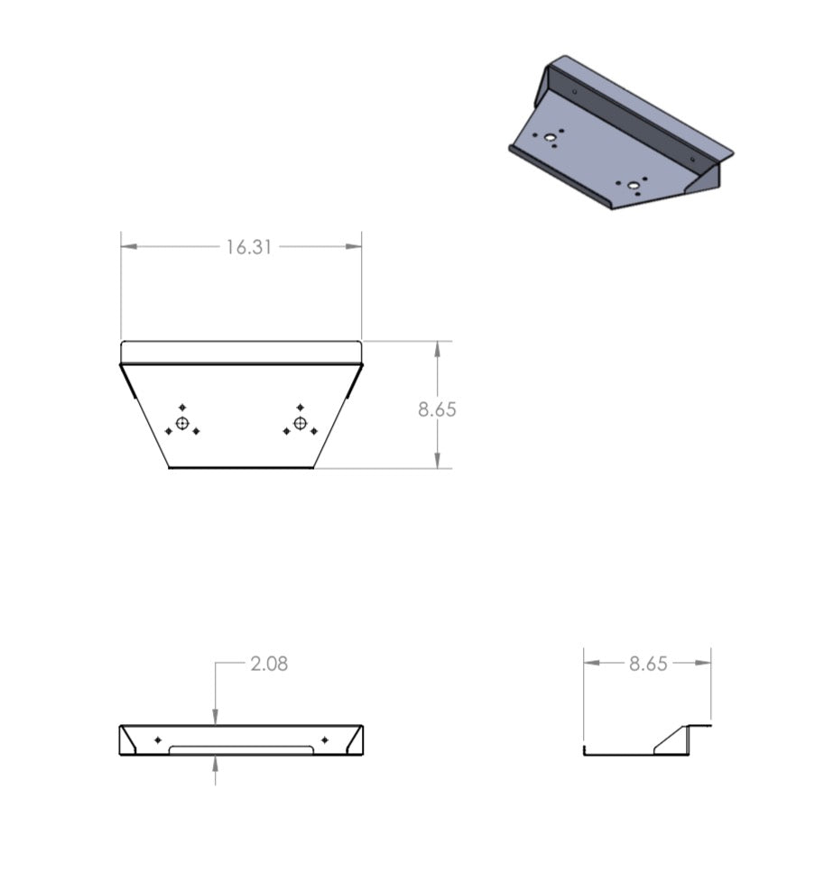 Mounting Tray Only For Dash Defroster Fans - Unpainted Aluminum