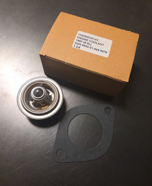 Thermostat, Engine Coolant (6.5L) 190 °F, for HUMVEE HMMWV NSN: 6685-01-444-9478