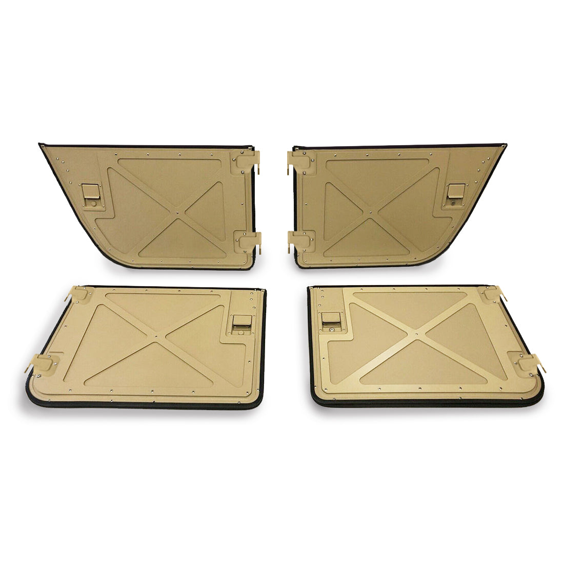 Juego de cuatro medias puertas tácticas en negro, tostado o verde, compatible con la mitad inferior de las puertas rígidas "X" de Humvee.