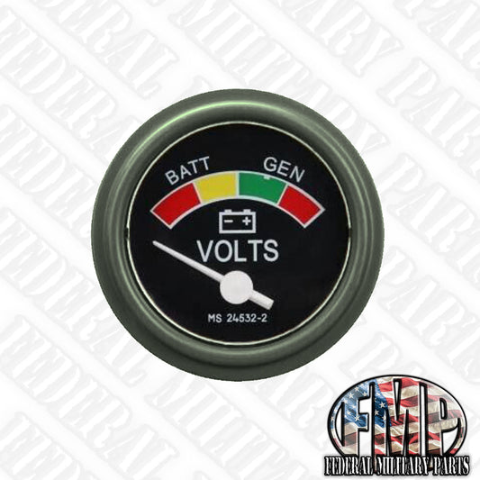Battery Generator Voltage Gauge, fits M-Series Humvee MS24532-2 Universal Military Green