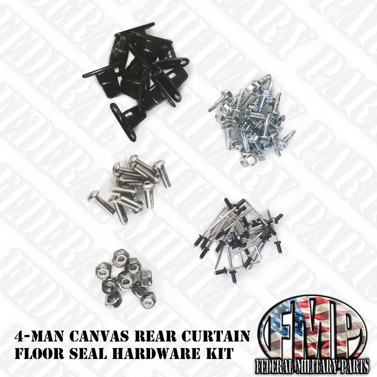 Complete Soft Canvas Cab Kit- 4 Man Cab- GREEN- Includes Soft Top + 4 Doors + Rear Curtain + Rear Curtain Installation Kit