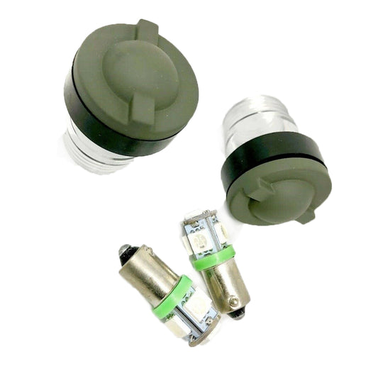 MILITARY HMMWV 2 grüne Objektivabdeckungen für Dash Glühbirnen und zwei Gummidichtungen und Farbe Wahl von DASH BULBS - M998 HUMVEE 12339203-1