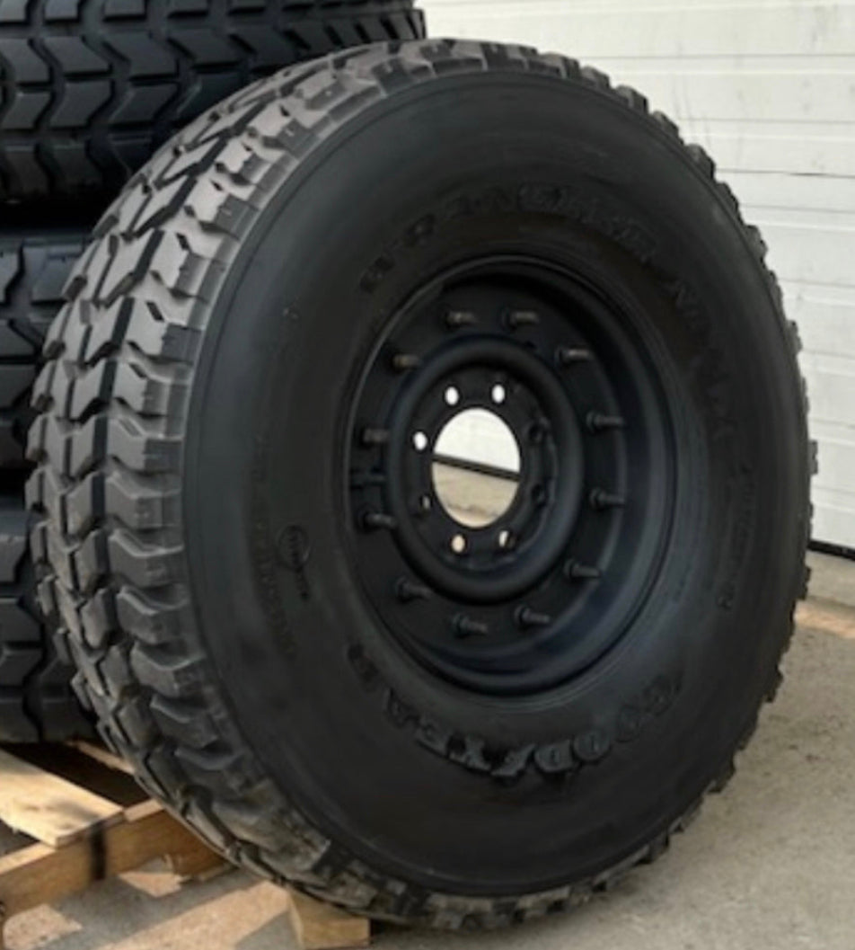 Goodyear Wrangler MT MilitaryTires 37" Radials on 16.5" Rims 6.5"x 8 Bolt Pattern fits Humvee M998 HMMWV