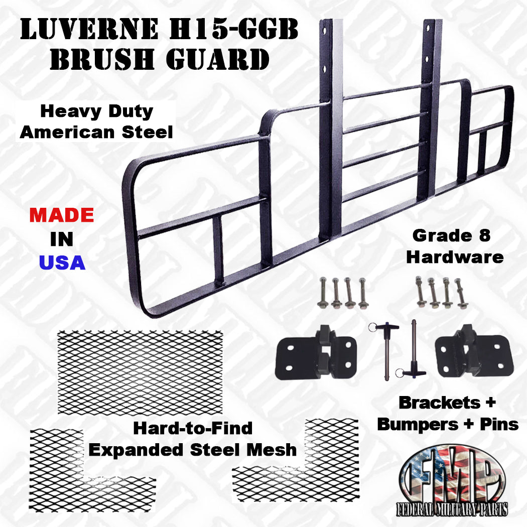 Brush Guard Luverne H15-GGB + Screen + Mounting Bracket + Pins + Hardware fits Military Humvee M998
