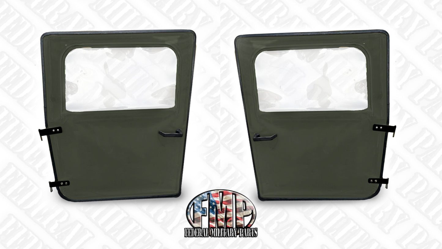 Complete Soft Canvas Cab Kit- 2-Man Cab- GREEN- Includes Soft Top + 2 Doors + Rear Curtain + Rear Curtain Installation Kit