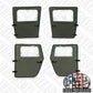 Complete Soft Canvas Cab Kit- 4 Man Cab- GREEN- Includes Soft Top + 4 Doors + Rear Curtain + Rear Curtain Installation Kit