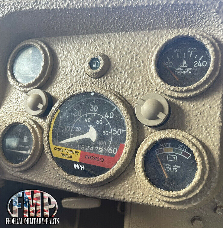 Military Speedometer Dashboard Gauge Assortment, 5pc Set, Speedometer, Fuel, Water, Pressur ...