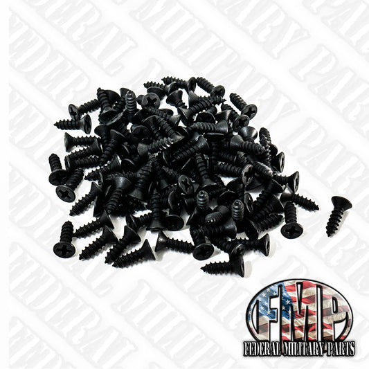 Black Oxide Sheet Metal Military Screws #6 x 1/2” Long Phillips Bugle Head