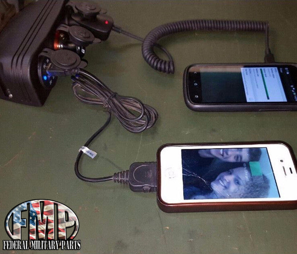24V mobiltelefonladdare KIT / 2 USB-portar / cigarettändarsats för militär humvee