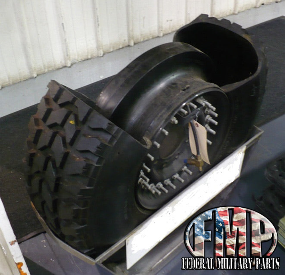 2 Goodyear MTR Kevlar Tires Matched Pair of 37” Mounted on 8-Lug 16.5” Rims 90-100% Tread. 10 PLY 24 Bolt Plus Run flat Insert- fits Humvee