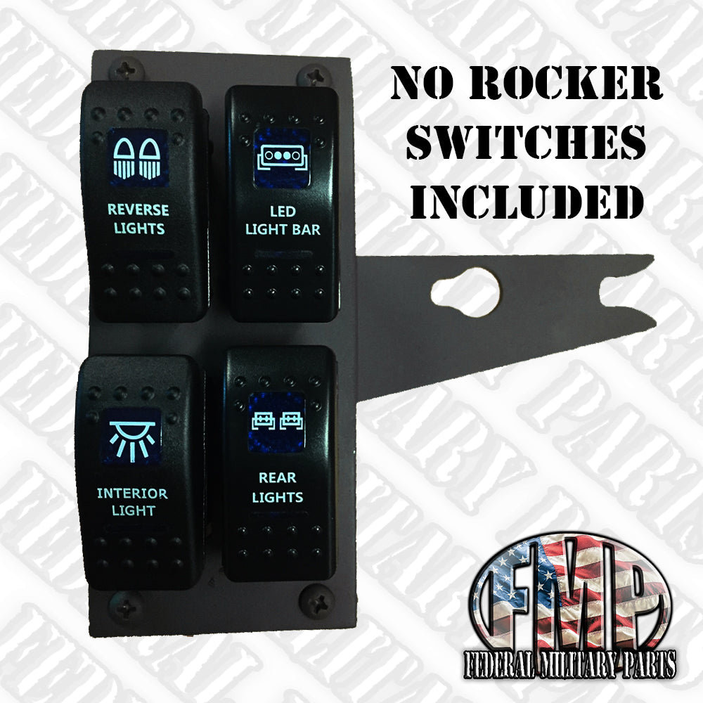 Humvee 4-Gang Rocker Switch Panel + Box - with switches or without - Lights Fans Winch Etc.