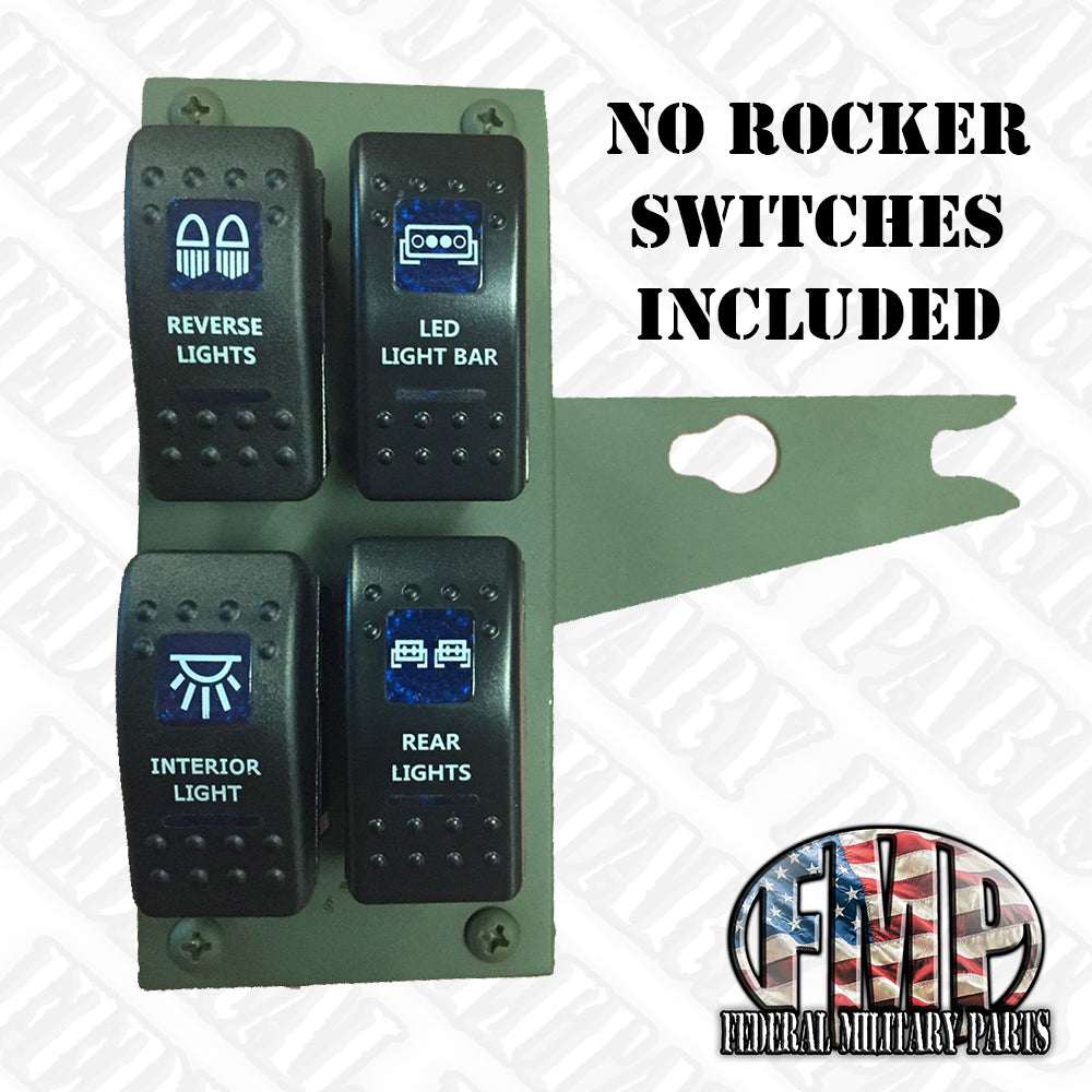 Humvee 4-Gang Rocker Switch Panel mit Schaltern oder ohne - Lights Fans Winch Etc.