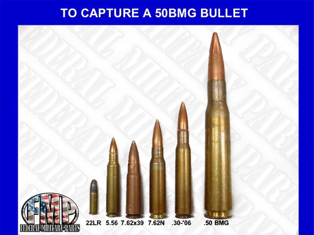 50 balles de calibre Chaîne de clés de balle - BMG Browning Machine de mitraille Militaire Humvee M998