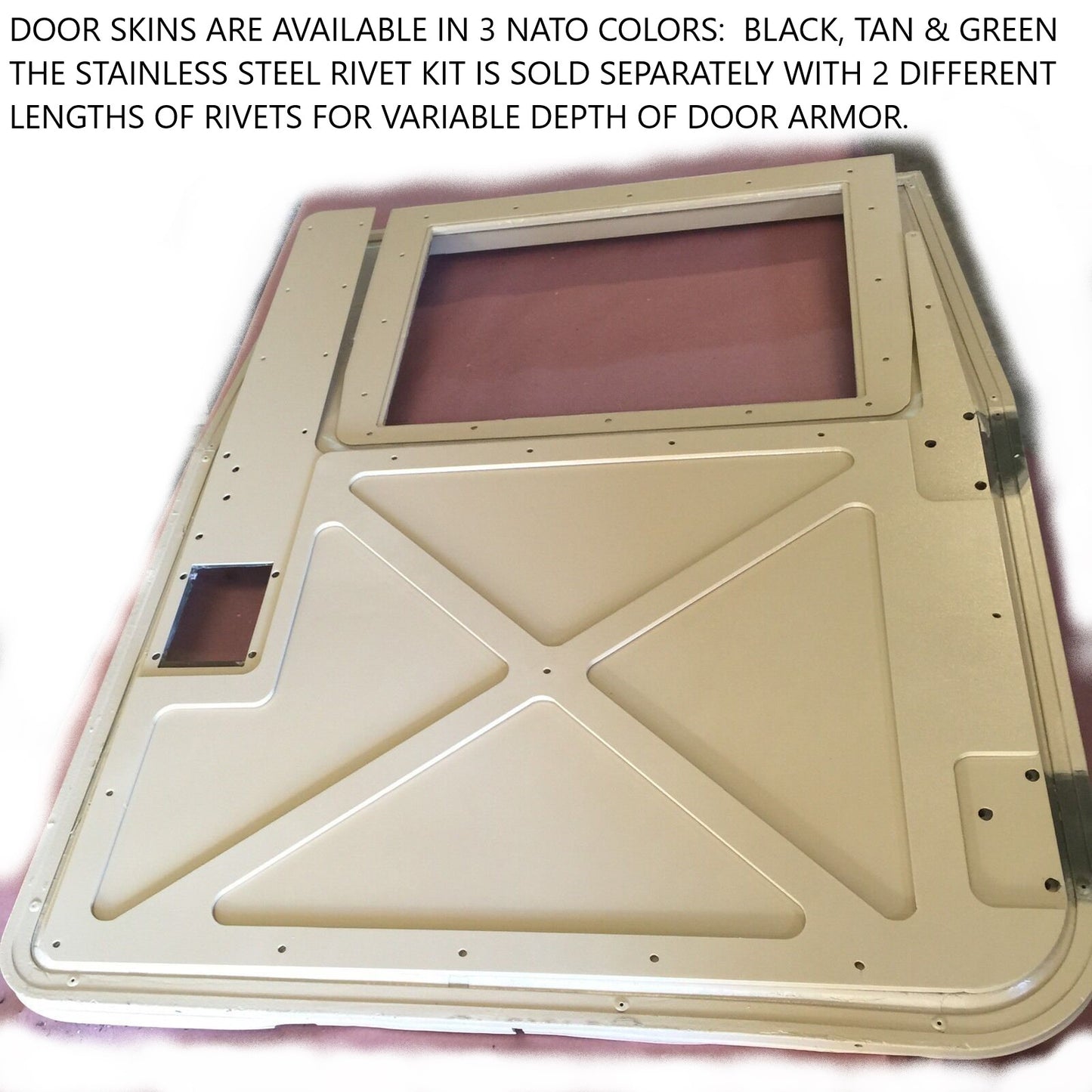 Humvee Door Skins - Pair - Supplemental Armor Skin - Black, Tan or Green - Door Handles Not Included