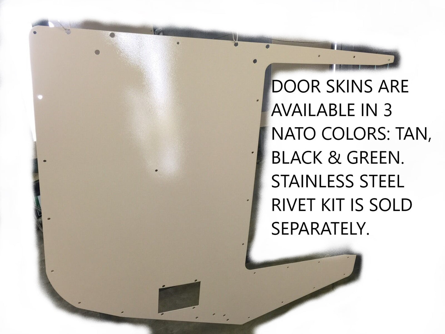 Humvee Door Skins - Pair - Supplemental Armor Skin - Black, Tan or Green - Door Handles Not Included