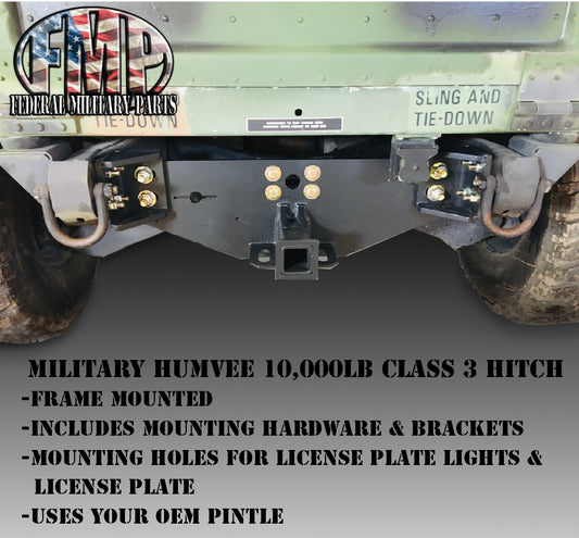 Humvee Frame Hitch - Class 3 - لا حفر لتثبيت - Ultra Heavy Duty 10،000 LB العسكرية M998 HMMWV مقطورة 2 "جهاز استقبال