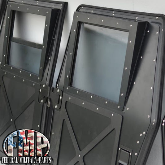 BULLET RESISTANT 3/8" GREY TINTED SIDE WINDOWS PC - 2 PIECES -fits  MILITARY HUMVEE X-DOORS