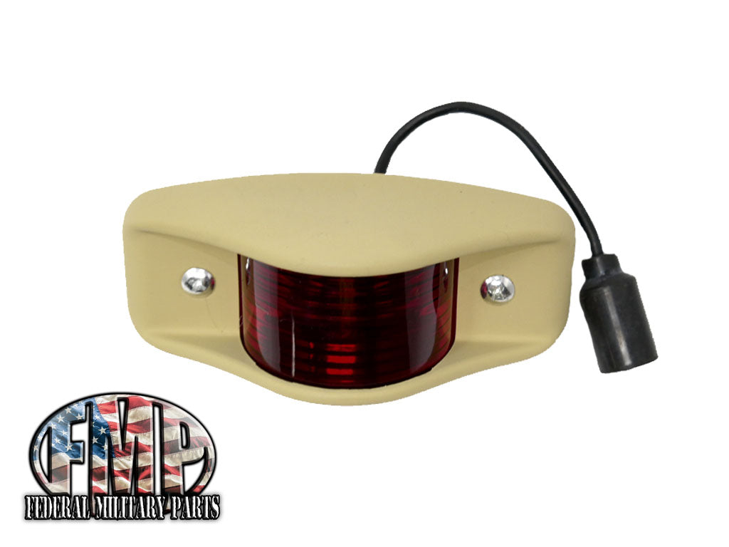 Sidomarkeringsfrigångslampor Enkel eller par röd lins Tan Body LED-kontakt och spela för alla militära hjulfordon inklusive HUMVEE