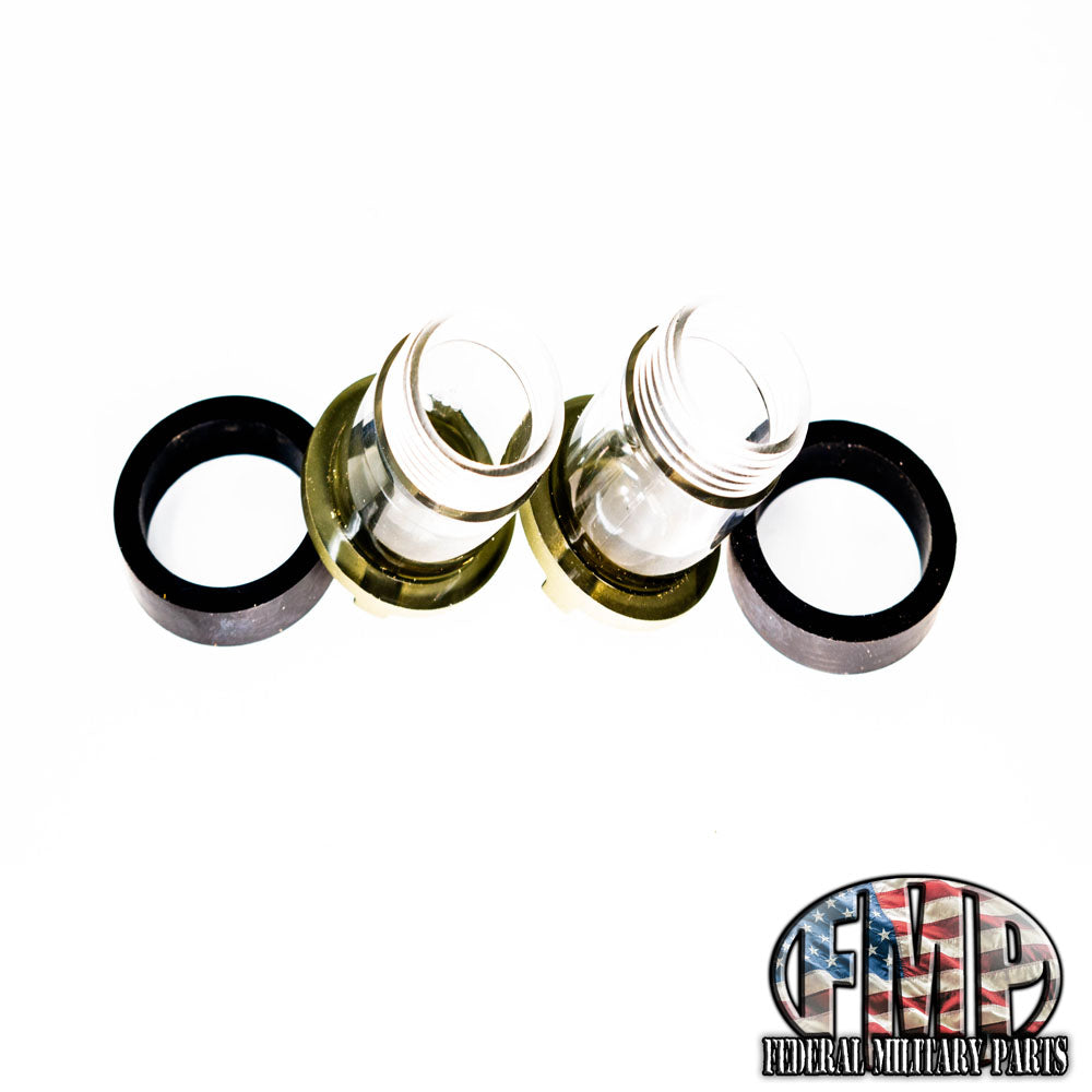 Military Humvee Dash Bulb Clear Lens Cover + Rubber Seals + 2 Colored Dash Bulbs - M998 HUMVEE  12339203-1