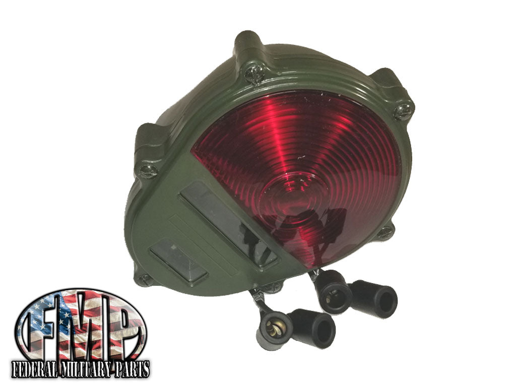 Rear Turn Signal Brake Stop Turn Light Assembly Green Body Red Lens 24-Volt Military Humvee and other Wheeled Vehicles